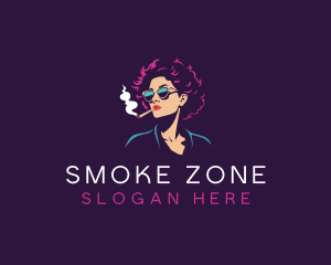 Smoking Woman Sunglasses logo design