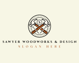 Hammer Nail  Woodwork logo design