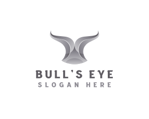 Chrome Ribbon Bull Horn logo design