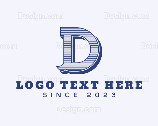 Retro Stripes Business Letter D Logo