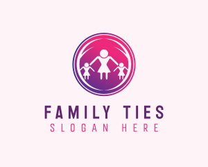 Woman Children Family logo design