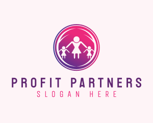 Woman Children Family logo design