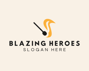 Matchstick Flame Blaze logo design