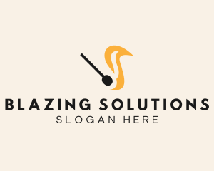 Matchstick Flame Blaze logo design