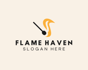 Matchstick Flame Blaze logo design