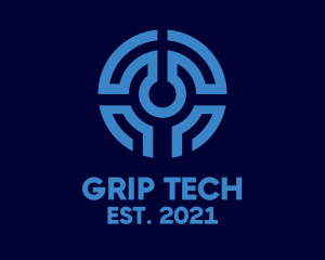 Blue Tech Circuit logo design