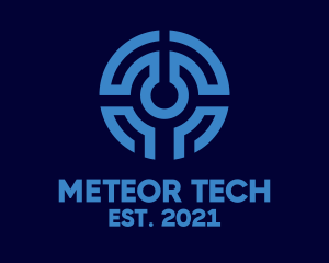 Blue Tech Circuit logo design