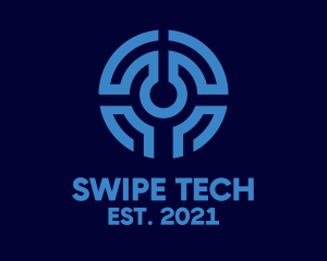 Blue Tech Circuit logo design