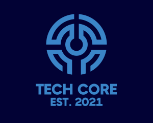 Blue Tech Circuit logo design