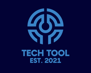 Blue Tech Circuit logo design