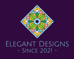 Mandala Flower Stained Glass logo design