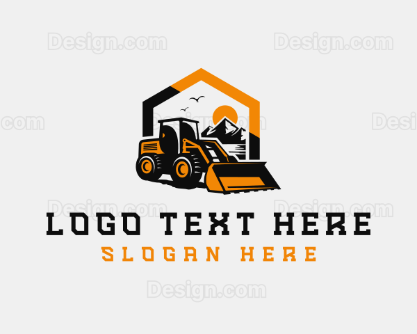 Front Loader Mountain Construction Logo