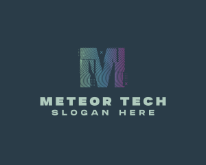 Modern Glitch Letter M logo design