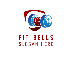 Dumbbell Gym Shield  logo design