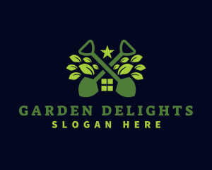 Shovel House Leaf Landscaping logo design