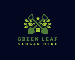 Shovel House Leaf Landscaping logo design