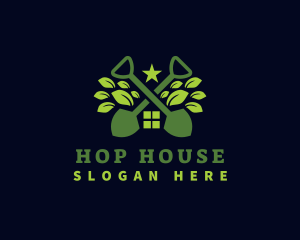 Shovel House Leaf Landscaping logo design