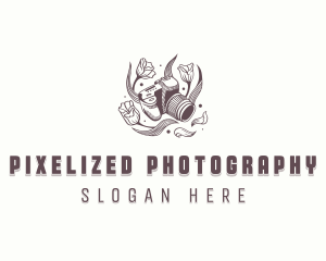 Floral Camera Photography logo design