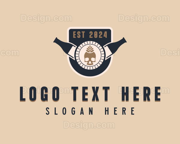 Hipster Skull Bottle Logo