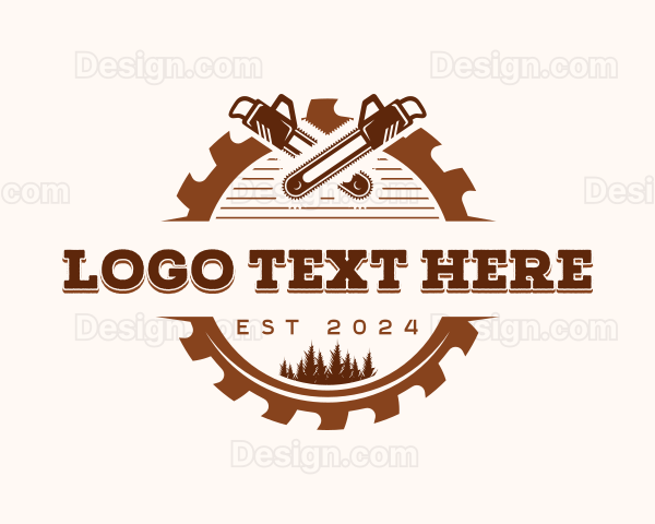 Chainsaw Tree Logging Logo