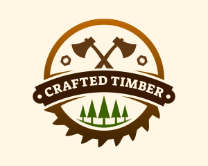 Axe Lumber Carpentry Badge logo design