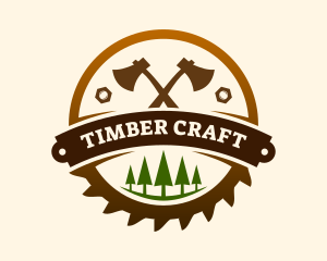 Axe Lumber Carpentry Badge logo design