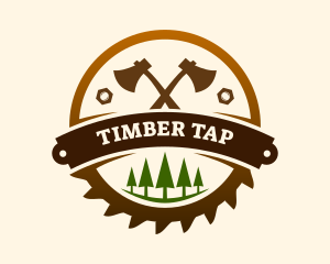 Axe Lumber Carpentry Badge logo design