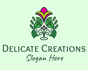 Pink Ornamental Flower  logo design