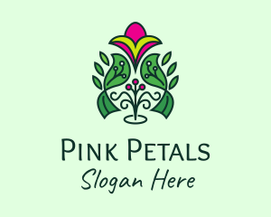 Pink Ornamental Flower  logo design