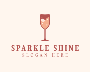 Sparkling Heart Wine logo design