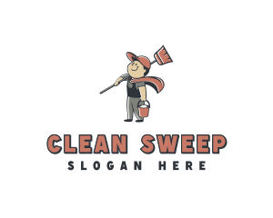 Janitor Boy Cleaner logo