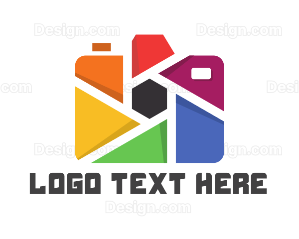 Colorful Camera Hexagon Logo