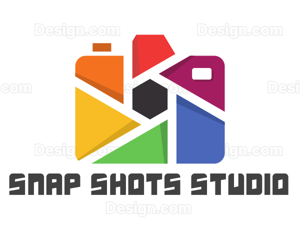 Colorful Camera Hexagon Logo