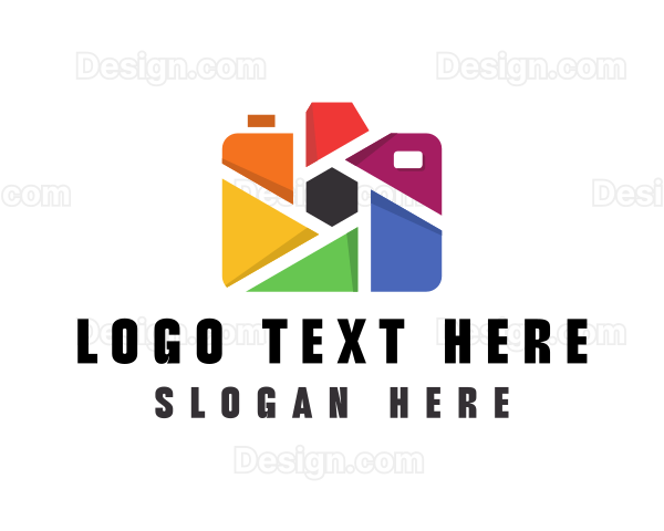 Colorful Camera Hexagon Logo