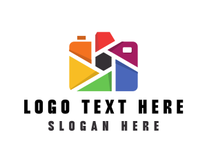 Colorful Camera Hexagon logo