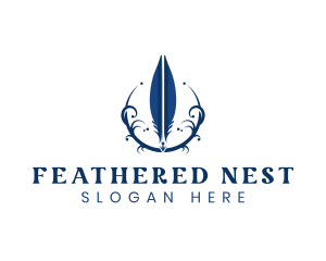 Quill Pen Feather logo design