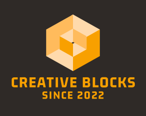 Yellow Construction Cube logo design