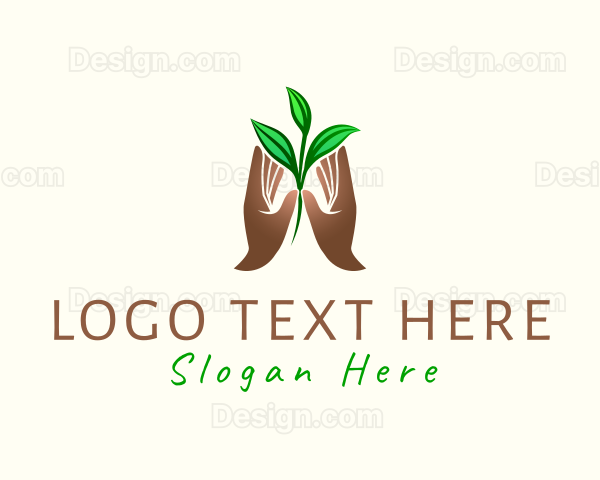 Hand Plant Leaves Logo