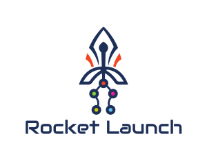 Colorful Rocket Circuit logo design