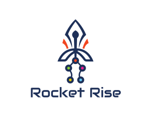 Colorful Rocket Circuit logo design