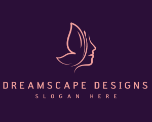 Pink Butterfly Face logo design