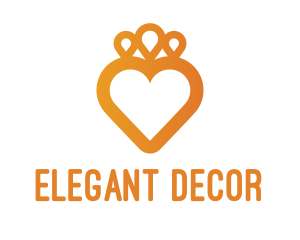 Orange Heart Crown logo design