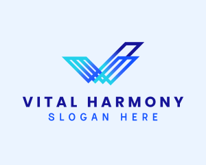 Digital Technology Letter V logo design