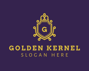 Gold Luxe Crown Shield  logo design