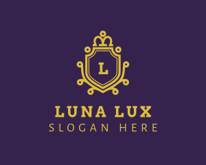 Gold Luxe Crown Shield  logo design