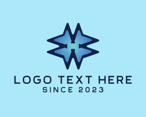 Technology Blue Star Letter H logo