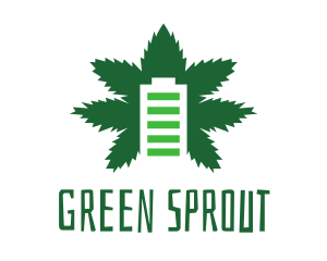Green Cannabis Battery  logo design