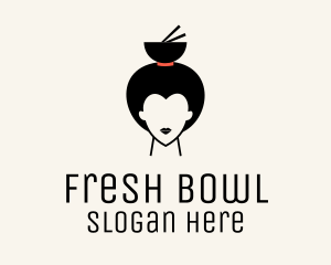 Asian Geisha Meal Bowl logo design