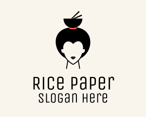 Asian Geisha Meal Bowl logo design