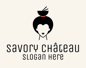 Asian Geisha Meal Bowl logo design